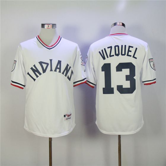 Men Cleveland Indians 13 Vizquel Whtie MLB Jerseys